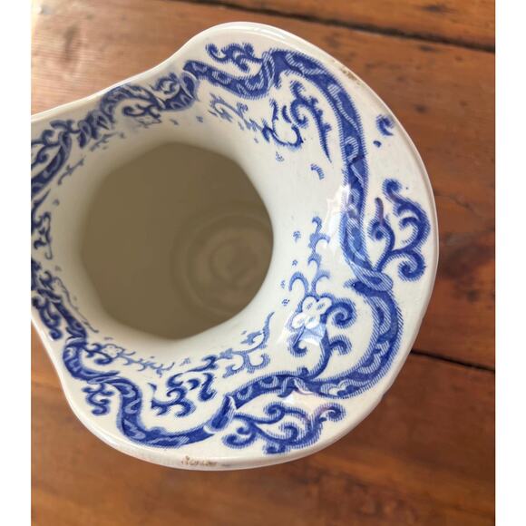 Antique Blue + White Pitcher 11.5" Porcelain Vase Samuel Alcock & Co 1840s - Picture 8 of 9